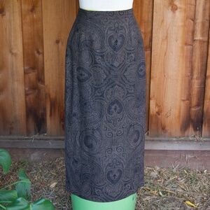 Ralph Lauren Linen Brown & Black Fall Paisley Print Maxi Skirt Woman's M